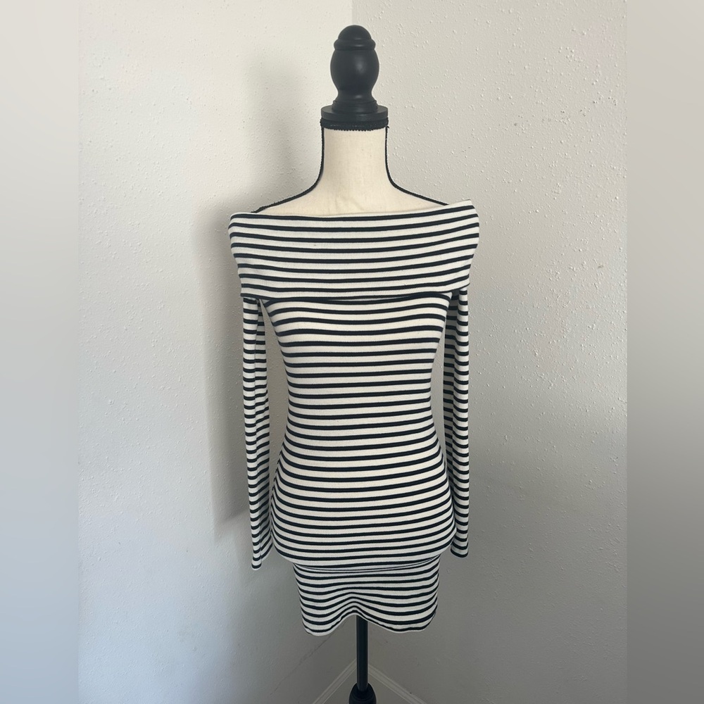 Zara mini striped off shoulder dress